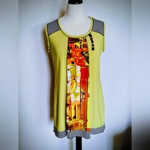 Women's Sleeveless Top Chartreuse Lime Multicolor by Zoe' Size Medium